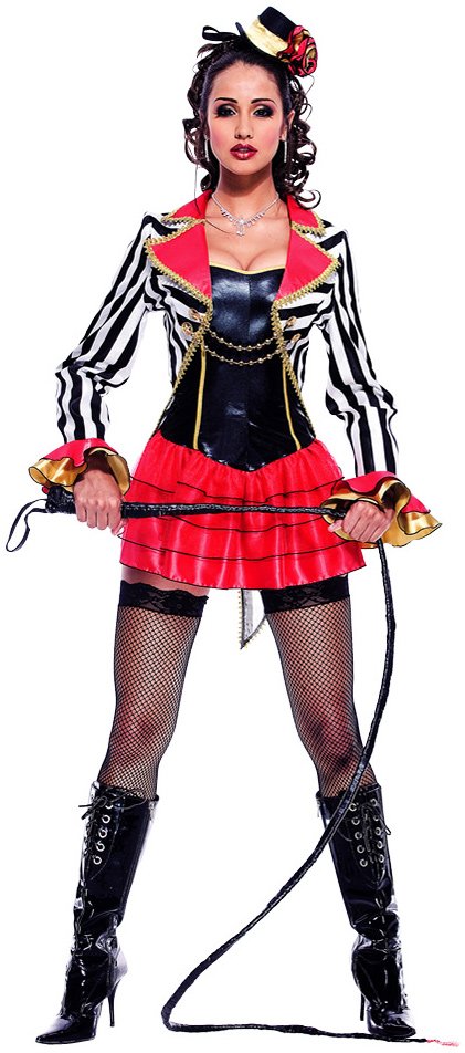 C537 Ring Mistress Circus Showgirl Fancy Dress Halloween Ladies Costume Outfit